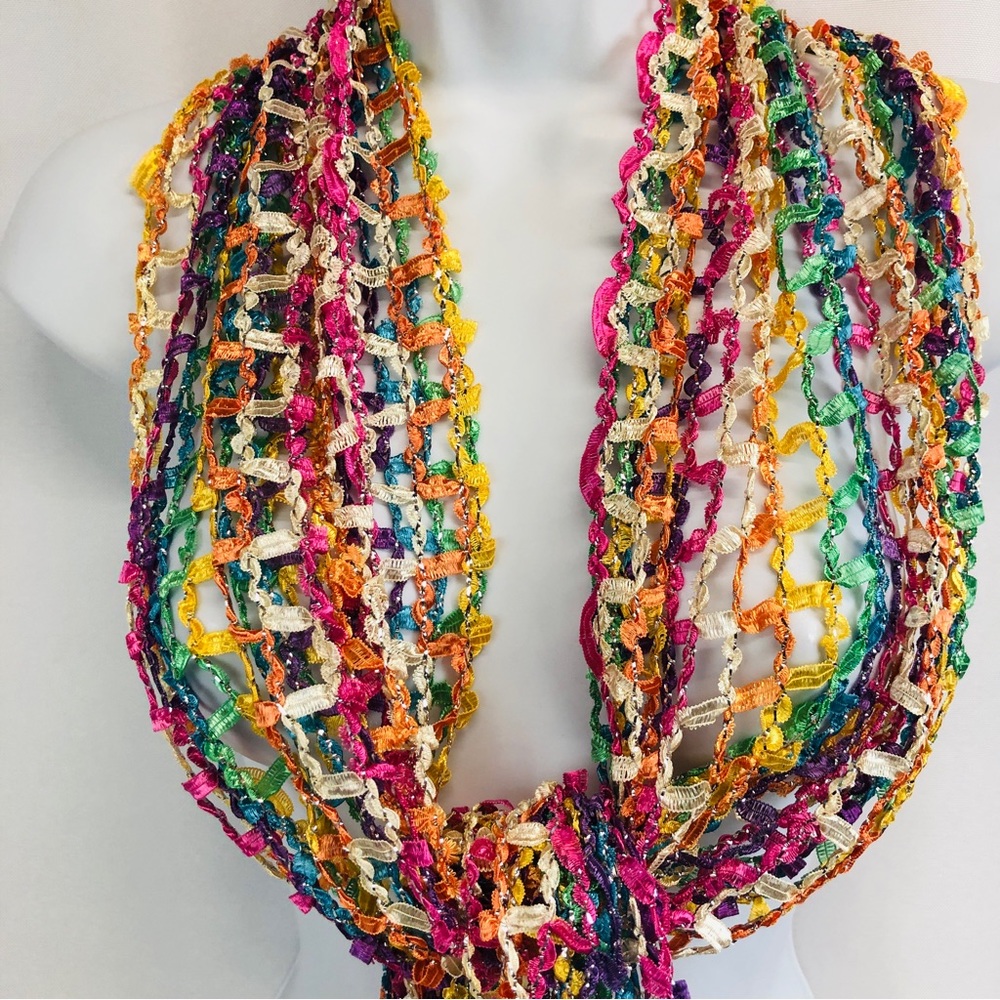 Beautiful Ribbon Metallic Fringe Scarf - Picture 7 of 7